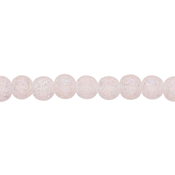 Bead, coated glass, translucent matte pink AB, 5-6mm uneven round. Sold per 15-1/2" to 16" strand. image number 0