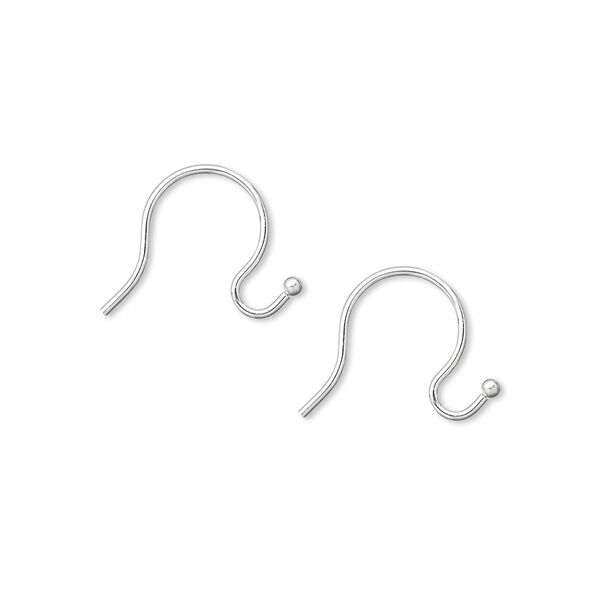 Ear wire, silver-plated brass, 10mm fishhook with 1mm ball, 21 gauge. Sold per pkg of 50 pairs. image number 0