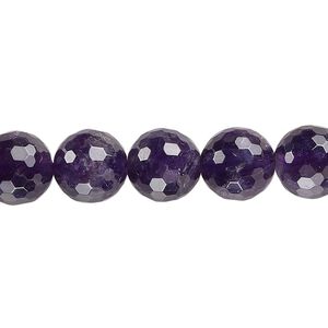 Amethyst 1pkg1, faceted round bead natural 15.5-16 inch 10mm