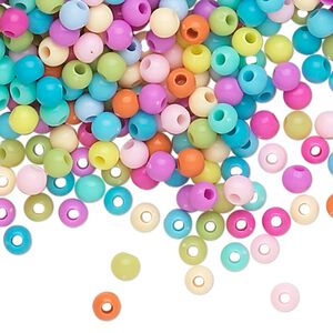 Bead, acrylic, opaque spring colors, 4mm round. Sold per pkg of 3,744.