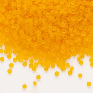 Seed bead, Dyna-Mites™, glass, pkg/40g, #11 round, translucent matte orange, (6MA 11/0 RR).