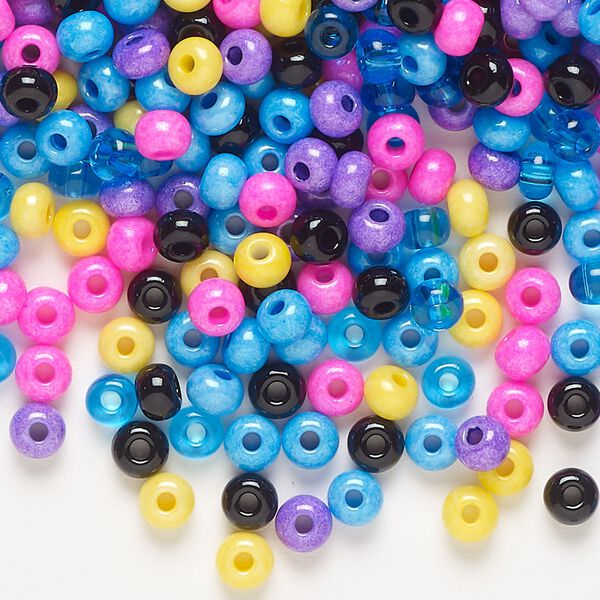 Seed bead mix, glass, pkg/50g, #6 round, opaque mixed colors. image number 0