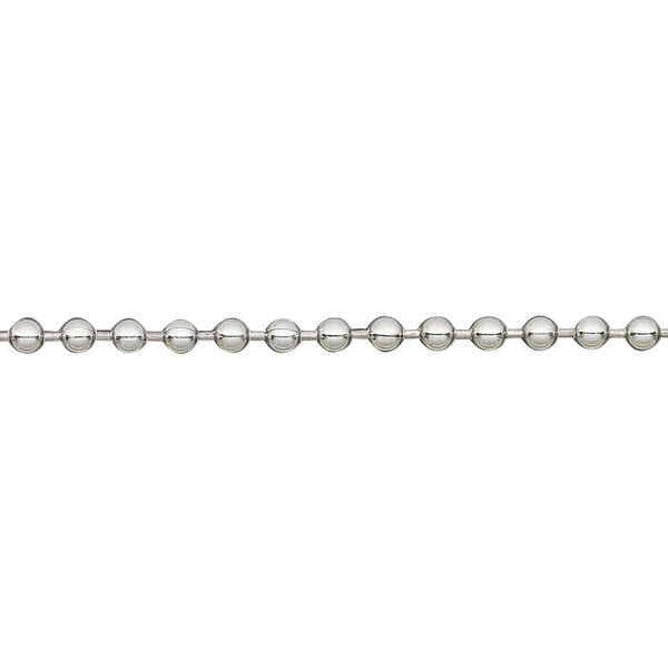 Chain, stainless steel, 2.4mm ball. Sold per pkg of 5 feet. image number 0