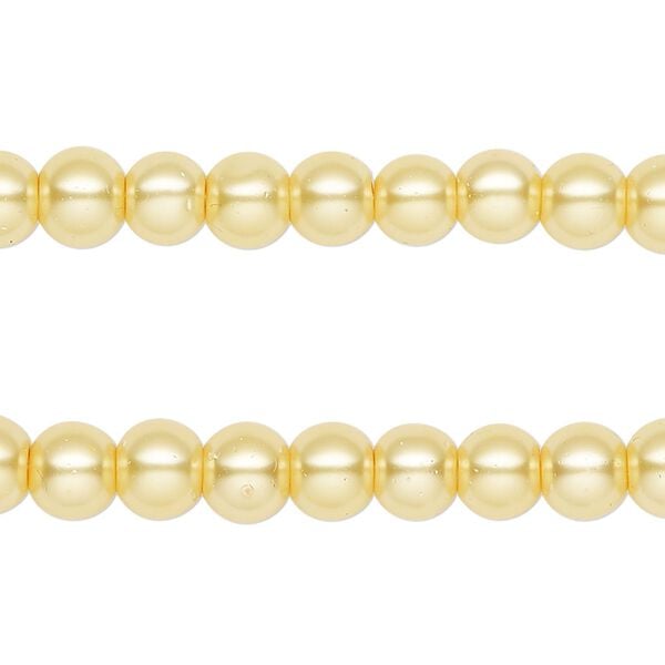 Bead, glass pearl, yellow, 5-6mm round. Sold per pkg of (2) 15-inch strands, approximately 140 beads. image number 0