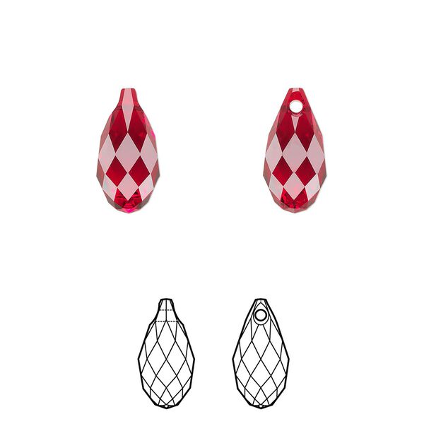Briolette 144pk Siam, Swarovski® 13x6.5mm pendant drop 6010 image number 0