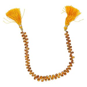 Golden citrine 1pkg1, hand-cut top-drilled faceted puffed teardrop bead 8 inch graduated 4x3mm-7x5mm
