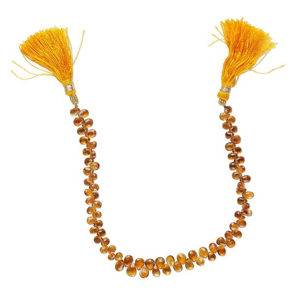 Golden citrine 1pkg1, hand-cut top-drilled faceted puffed teardrop bead 8 inch graduated 4x3mm-7x5mm image number 0