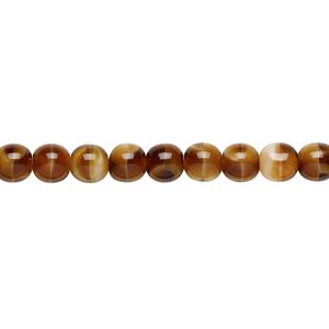 Bead, Czech glass druk, gold and brown, 6mm round. Sold per 15-1/2" to 16" strand.