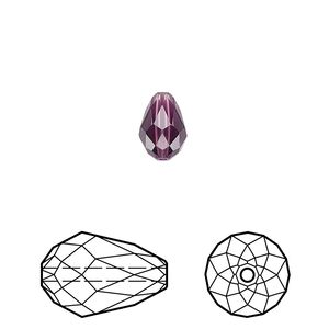 Bead 24pk amethyst, Crystal Passions® 9x6mm teardrop 5500