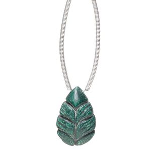 Malachite 1pkg1, hand-cut top-drilled carved leaf bead natural 18x12mm