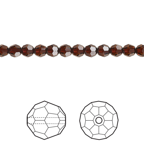 Bead 12pk smoked amber, Crystal Passions® 4mm round 5000 image number 0