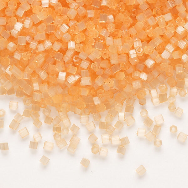 Seed bead, Preciosa Ornela Czech glass, pkg/50g, #11 2-cut hex, translucent solgel dyed satin peach, (05184). image number 0