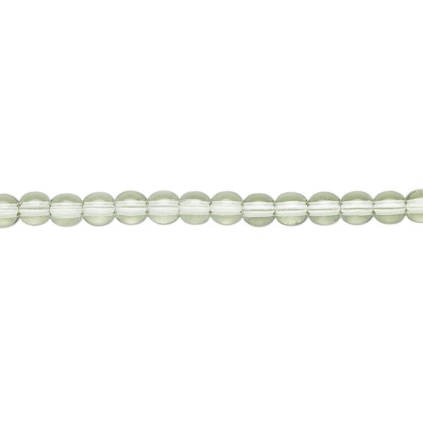 Bead, Czech glass druk, transparent mint green, 4mm round. Sold per 15-1/2" to 16" strand. image number 0