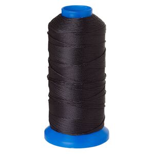 Cord, Griffin, nylon, black, 0.6mm, 33.3-pound test. Sold per 400-meter spool.