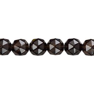 Smoky quartz 1pkg1, rose-cut round bead 8 inch 8mm