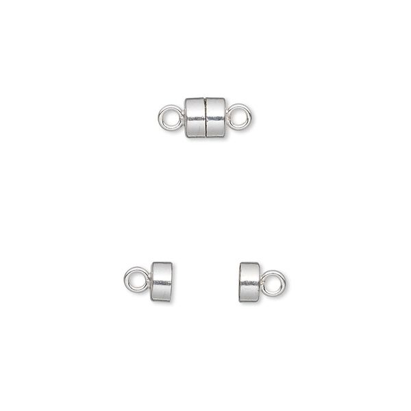 Clasp, magnetic, sterling silver, 5x4.5mm barrel. Sold individually. image number 0
