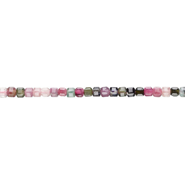 Bead, multi-tourmaline (natural), 2-2.5mm faceted cube, B grade, Mohs hardness 7 to 7-1/2. Sold per 15-1/2" to 16" strand. image number 0