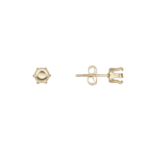 Earstud, Snap-Tite®, 14Kt gold-filled, 5mm 6-prong round setting. Sold per pair. image number 0