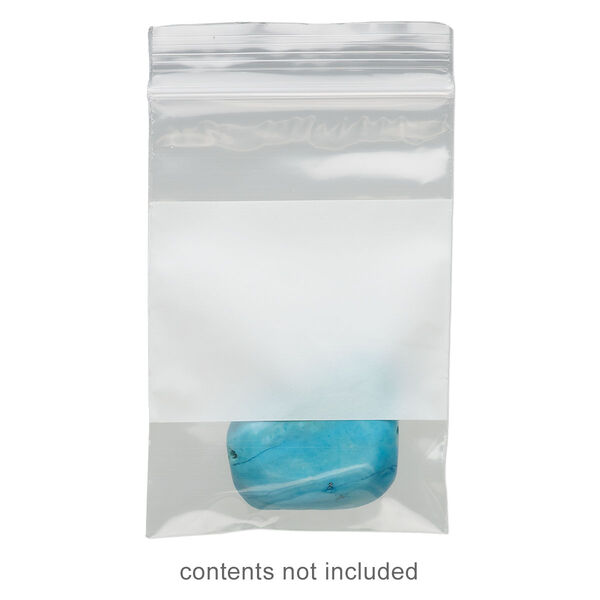 Bag, Tite-Lip™, plastic, clear and white, 2x3-inch top zip with block. Sold per pkg of 100. image number 0