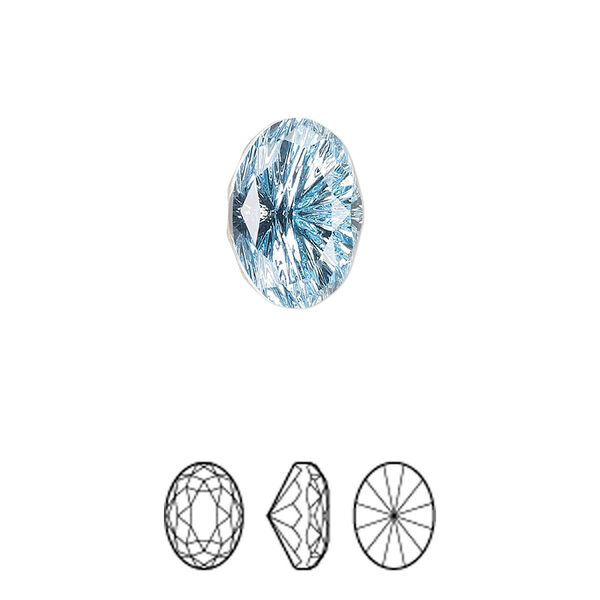 Fancy stone 1pk aquamarine foil back, Crystal Passions® 14x10mm magical oval 4160 image number 0