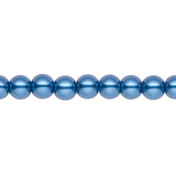 Pearl 2pk metallic blue, Celestial Crystal® 6mm round 15.5-16 inch image number 0
