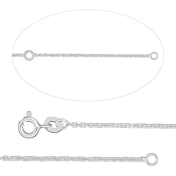 Chain, Gossamer™, 1.2mm cable, adjustable at 18 and 20 inches with springring clasp. Sold individually. image number 0