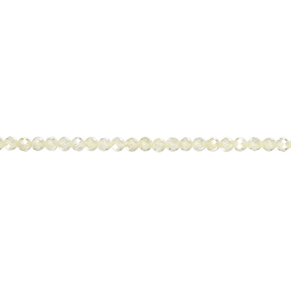 Bead, cubic zirconia, light green, 2mm micro-faceted round, Mohs hardness 8-1/2. Sold per 8-inch strand, approximately 95 beads. image number 0