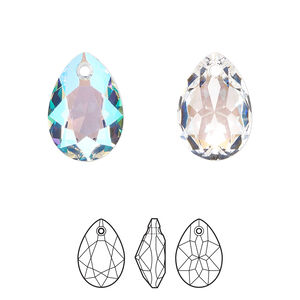 Drop 36pk crystal shimmer, Swarovski® 16mm pendant pear cut 6433