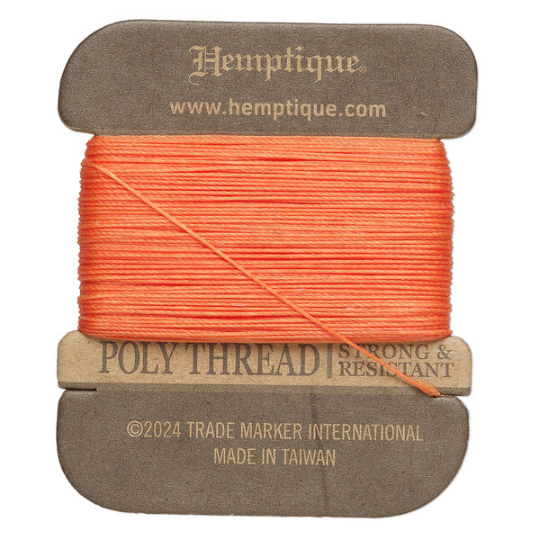 Thread, Hemptique®, polyester, pkg/32 yards, cappuccino, 0.45mm 3-ply round. image number 0