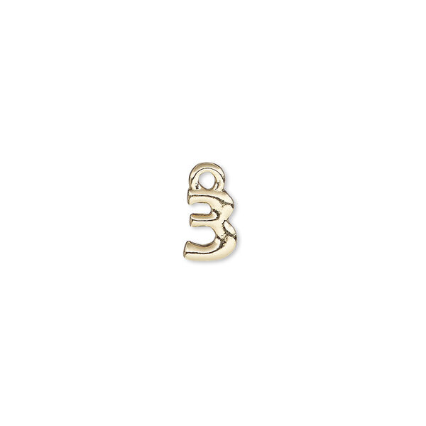Charm, gold-finished "pewter" (zinc-based alloy), 7.5x5.5mm number 3. Sold per pkg of 2. image number 0
