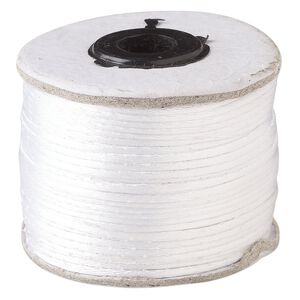Cord, Satinique™, satin, white, 1mm. Sold per 200-foot spool.