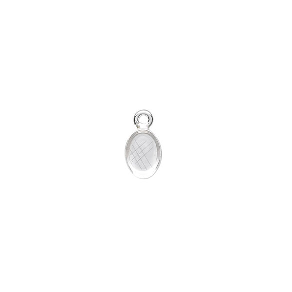 Drop, fine silver, 7x5mm oval bezel cup setting with open loop. Sold per pkg of 10. image number 0