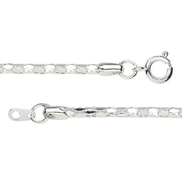 Chain, silver-plated steel, 2.4mm diamond, 24 inches with springring clasp. Sold per pkg of 10. image number 0
