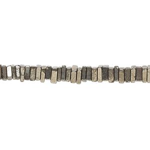 Pyrite 1pkg1, hand-cut square rondelle bead natural 8 inch 4x1mm-6x2mm