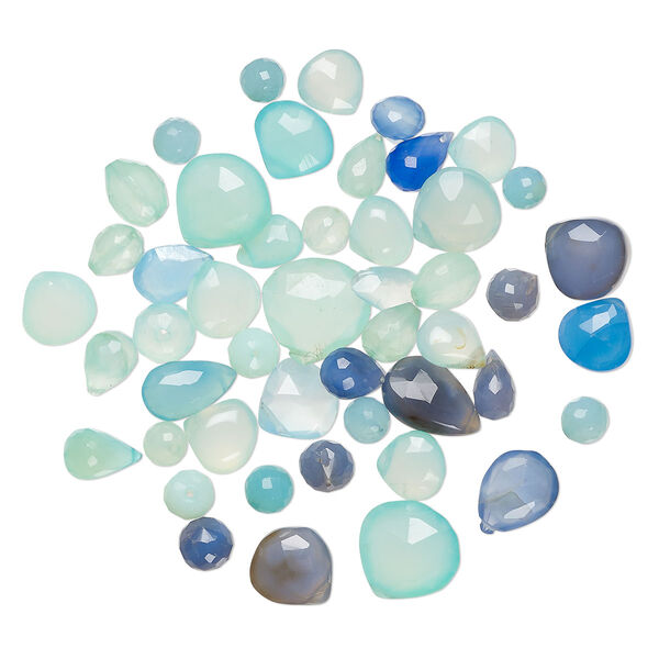 Chalcedony 1pkg1, hand-cut top-drilled faceted teardrop bead 1 oz mix 6x4mm-25x18mm image number 0