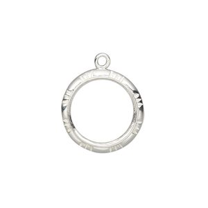 Drop, Almost Instant Jewelry®, sterling silver, 17.5mm round with open back with textured edge and 14mm rivoli setting. Sold individually.