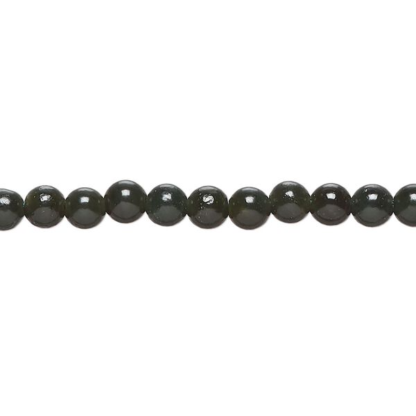 Nephrite jade 1pkg1, round bead natural 15.5-16 inch 4mm image number 0