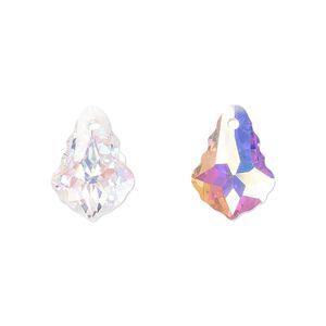 Drop, cubic zirconia, clear AB, 16x11mm hand-drilled faceted baroque, Mohs hardness 8-1/2. Sold individually.