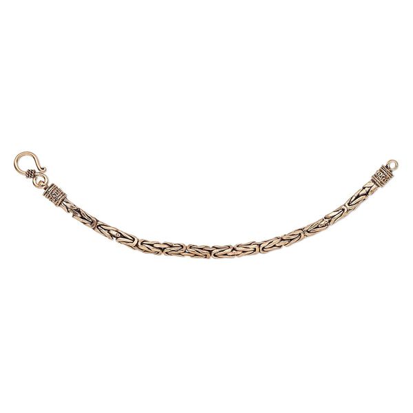 Bracelet, antique copper-plated copper, 6mm Byzantine, 7 inches with hook-and-eye clasp. Sold individually. image number 0