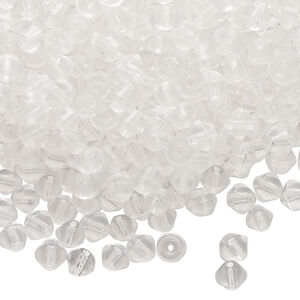 Bead, glass 1pkg1, clear, 4mm bicone, 4 ounces.