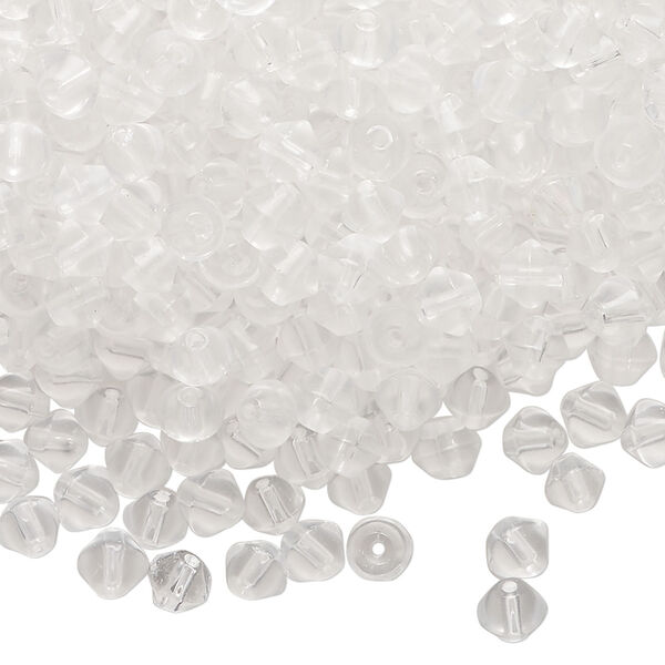 Bead, glass 1pkg1, clear, 4mm bicone, 4 ounces. image number 0