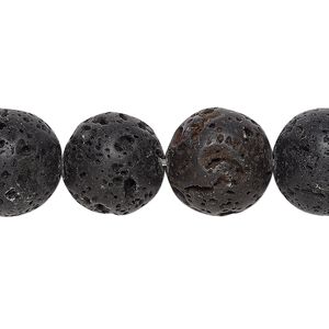 Lava rock 1pkg1, round bead 15.5-16 inch 14mm