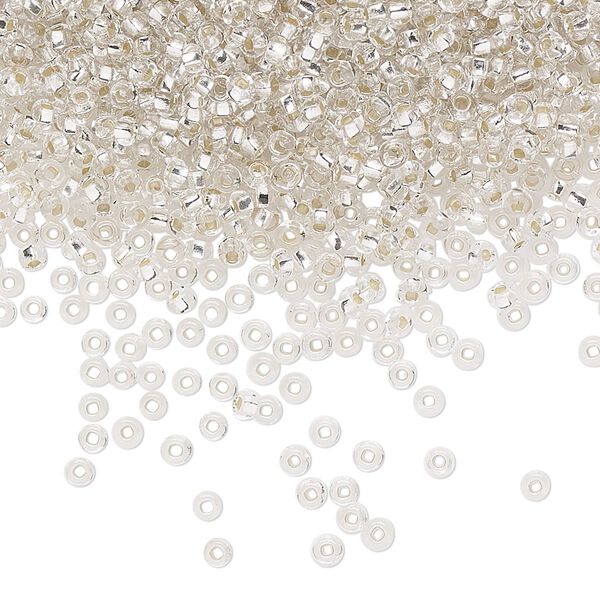Seed bead, Preciosa Ornela Czech glass, pkg/500g, #11 rocaille, transparent silver-lined clear, (78102). image number 0