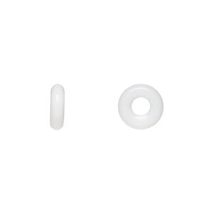 Bead, Czech pressed glass, opaque white, 9.5x3mm ring. Sold per pkg of 50.