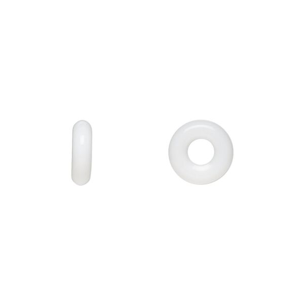 Bead, Czech pressed glass, opaque white, 9.5x3mm ring. Sold per pkg of 50. image number 0