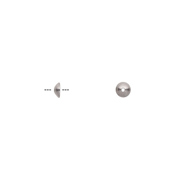 Bead cap, stainless steel, 4x1mm round, fits 2-3mm bead. Sold per pkg of 20. image number 0