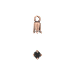 Cord end, JBB Findings, antique copper-plated pewter (tin-based alloy), 7x4mm cone, 2mm inside diameter. Sold per pkg of 4.