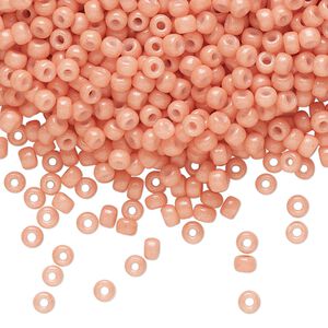 Seed bead, Miyuki, glass, pkg/50g, #8 rocaille, Duracoat® opaque outside dyed dark salmon, (RR-4462).