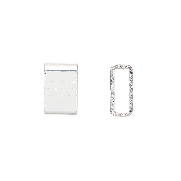 Crimp, silver-finished brass, 6x4mm flat rectangle, 5x1.5mm inside diameter. Sold per pkg of 20. image number 0