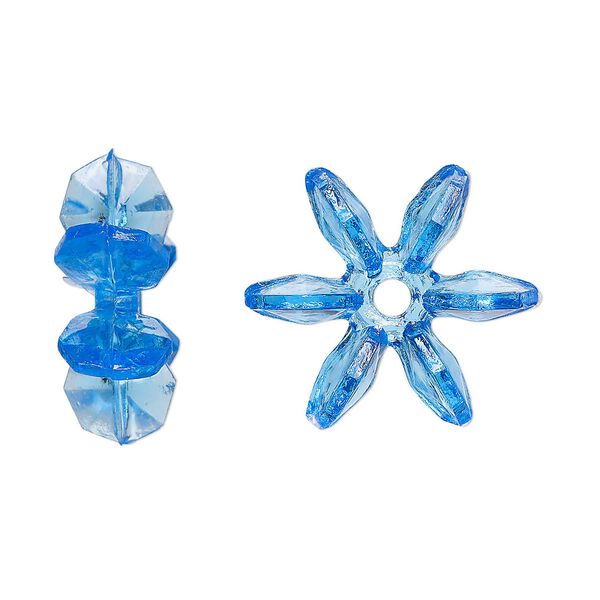 Bead, acrylic, transparent blue, 18x7mm paddle wheel. Sold per pkg of 250. image number 0